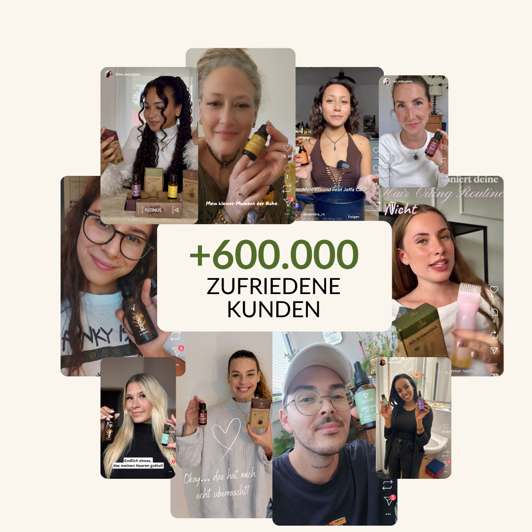 Über 600.000 zufriedene Heldengrün-Kunden – Collage aus Social-Media-Beiträgen
